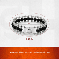 Silver Plated Karungali Modern Bracelet - Natural Ebony Wood