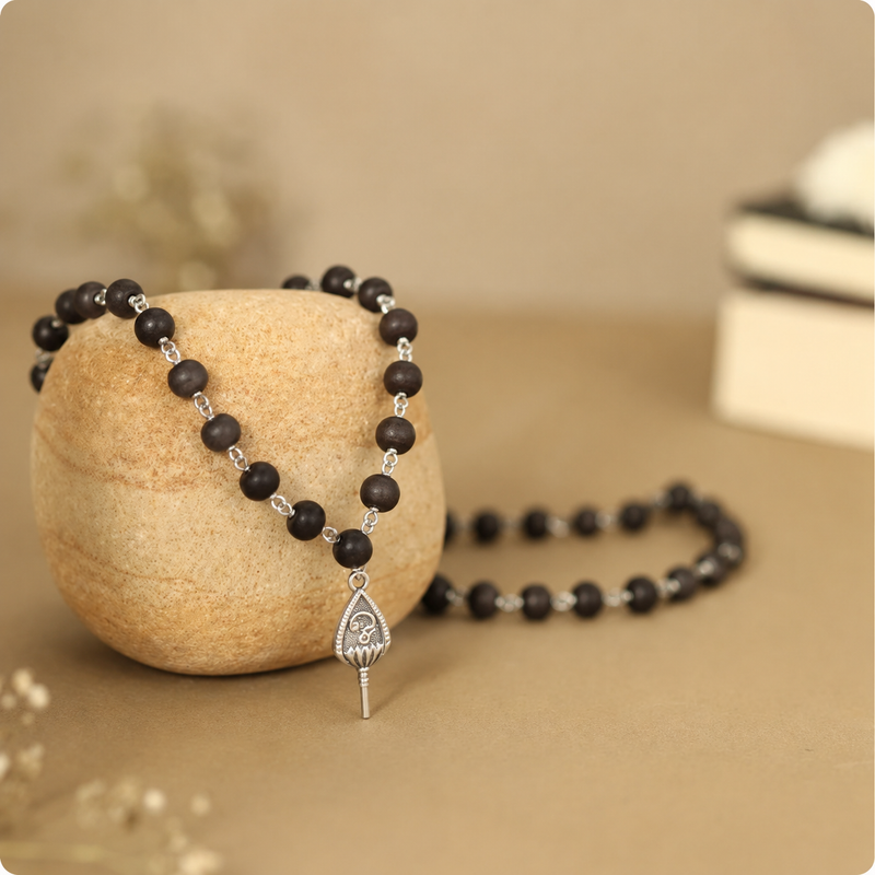 Original Karungali Mala with Lord Murugan Vel Pendant & Murugan Kappu – 54 Beads | Certified Authentic
